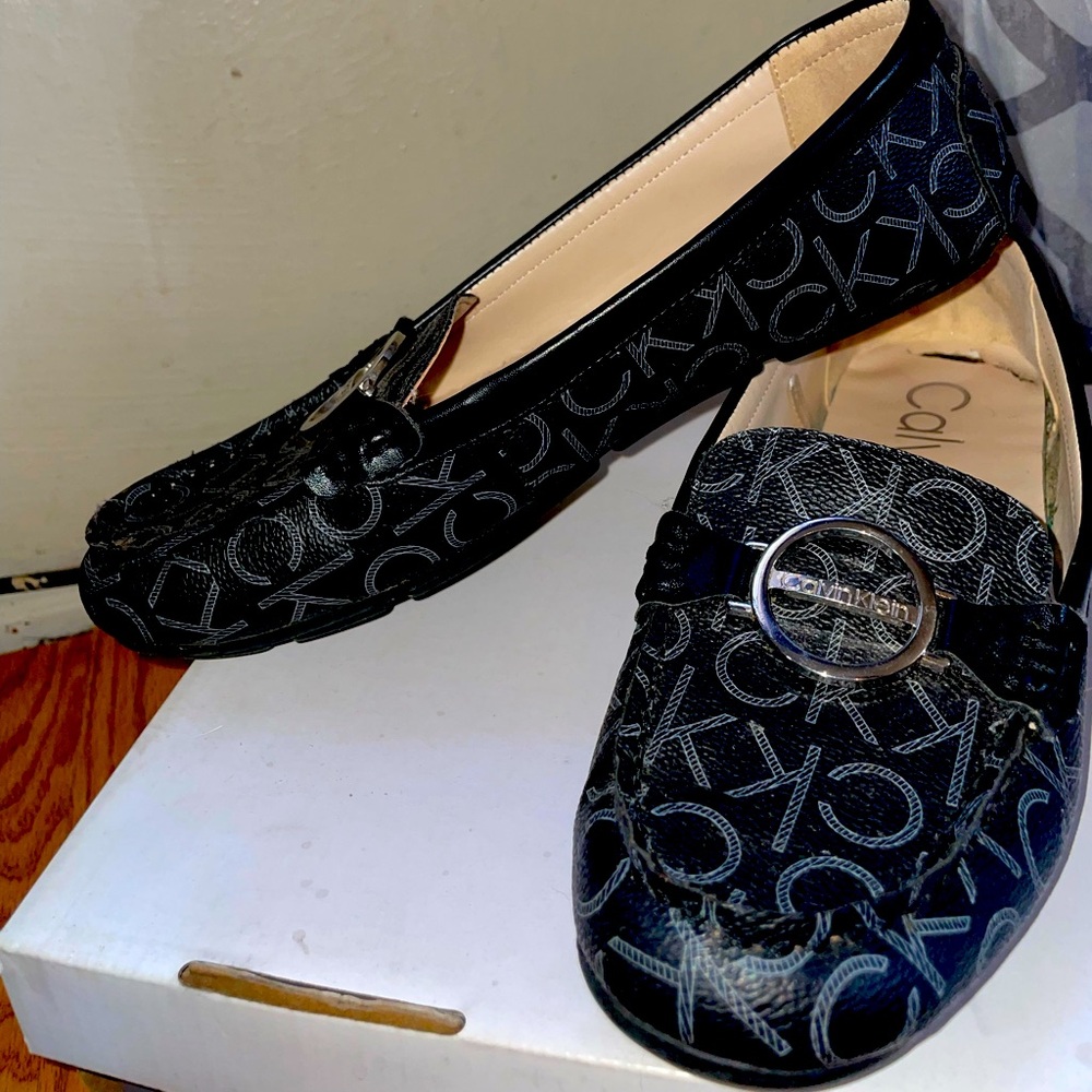 CALVIN KLEIN MONOGRAM LOAFERS- size 8